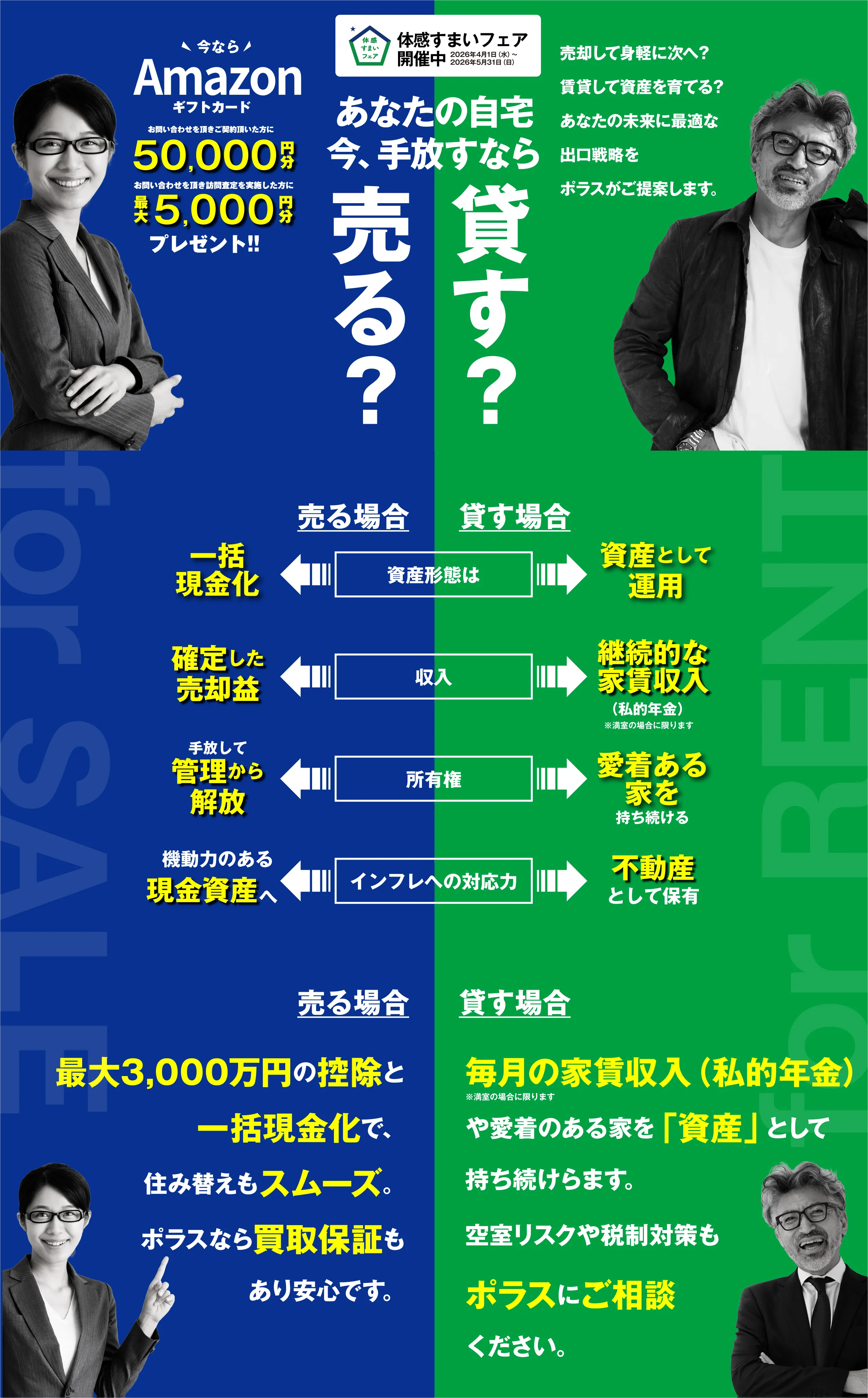 今ならAmazonギフトカードプレゼント！！体感すまいフェア開催中！あなたの自宅 今、手放すなら売る？貸す？